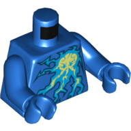 Torso Azure and Lime Lightning Energy Print, Blue Arms and Hands