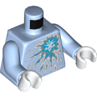 Torso Ice Energy Print, Bright Light Blue Arms, White Hands