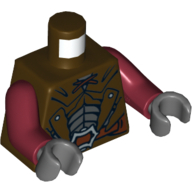 Torso Leather Armour with Buckle Print, Dark Red Arms, Dark Bluish Gray Hands