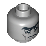 Minifig Head Monster Butler, Bushy Eyebrows, Sad Eyes with White Pupils, Cheek Lines Print [Hollow Stud]