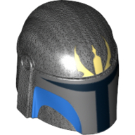 Helmet Mandalorian with Holes, Blue Markings and Light Lime Trident Print