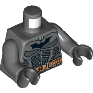 Torso Armor with Batman Logo and Copper Belt Print, Dark Bluish Gray Arms, Black Hands