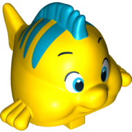Duplo Animal Fish with Large Eyes and Stripes on Top Print (Flounder / Fabius)