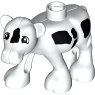 Duplo Animal Cow Baby (Calf) Front Leg Forward with Black Spots Print