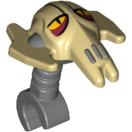 Minifig Head Special with Clip General Grievous (Clone Wars) with Tan Face Print