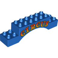 Duplo Brick 2 x 10 x 2 Arch with Red and Yellow 'CIRCUS' Print