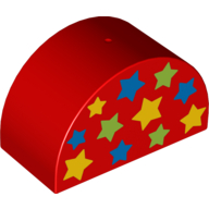 Duplo Brick 2 x 4 x 2 Curved Top with 11 Stars Print