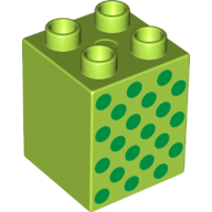 Duplo Brick 2 x 2 x 2 with Green Dots Print