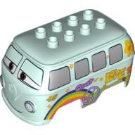 Duplo Car Body, VW Camper, 8 Top Studs, with Cars Fillmore Print