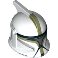 Helmet Clone Trooper Phase 1, with Side Holes, Sergeant, Olive Green Markings and Silver Visor Print