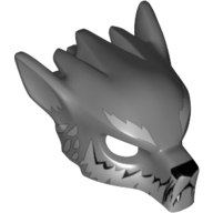 Mask Wolf with Fangs, Light Bluish Gray Fur and Ears Print