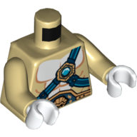 Torso Bare Chest with Body Lines, Dark Blue Belts and Chi Orb Print, Tan Arms, White Hands