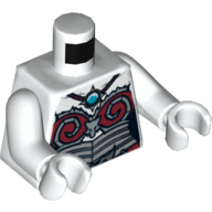 Torso Armor, Silver and Dark Red with Blue Round Jewel (Chi) Print, White Arms and Hands