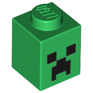 Brick 1 x 1 with Minecraft Micro Mob Creeper Face Print