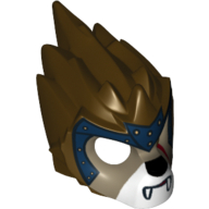 Mask Lion (Chima) with Dark Tan Face and Dark Blue Headpiece with Gold Circles Print