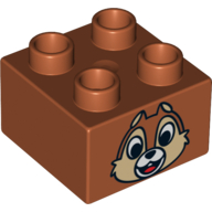 Duplo Brick 2 x 2 with Chipmunk Head with One Tooth Print (Chip)