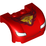 Vehicle Body, Wheel Arch / Mudguard 3 x 4 x 1 2/3 Curved with Front with Headlights, Thin Smile, Chin Dimple and 'PISTON CUP' Print