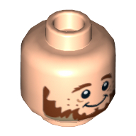 Minifig Head Ori the Dwarf, Dual Sided, Reddish Brown Beard and Freckles, Smiling / Scared Print [Hollow Stud]