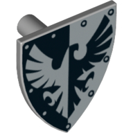 Minifig Shield Triangular with Black and Silver Falcon Print