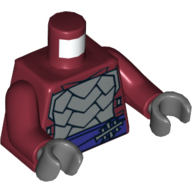 Torso Armor with Dark Purple Belt with Silver Clasp Print, Dark Red Arms, Dark Bluish Gray Hands