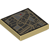 Tile 2 x 2 with Street Level Map and Red 'X' Print