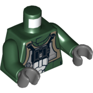 Torso Rebel A-wing Pilot with Dark Tan Vest and Black Front Panel with Breathing Apparatus Print, Dark Green Arms, Dark Bluish Gray Hands