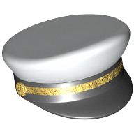 Hat, Captain's Cap with Black Visor and Gold Braid Print
