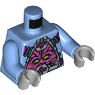 Torso Robot with Kraang and Control Harness Print, Medium Blue Arms, Light Bluish Gray Hands