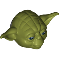 Minifig Head Special, Yoda Curved Ears with Black Eyes and White Pupils Print