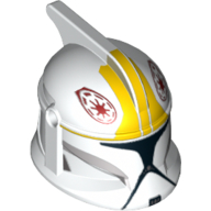 Helmet Clone Trooper Phase 1, with Side Holes, Clone Pilot, Yellow Markings and Black Visor Print