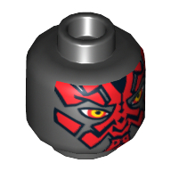 Minifig Head Darth Maul, Red Face and Narrowed Eyes Print [Hollow Stud]