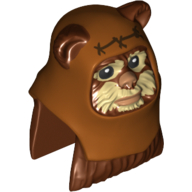 Minifig Head Special, Ewok with Dark Orange Hood and Tan Face Paint Print (Wicket)