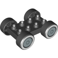 Duplo Car Base 2 x 4 with Removable Metal Axles, Black Tires with Whitewall and Silver Hub Cap Print