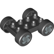 Duplo Car Base, 2 x 4 with Black Tires and Silver Spinner Spoke Hubs Print