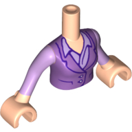 Minidoll Torso Woman with Medium Lavender Vest over Lavender Shirt, Lavender Sleeves and Light Nougat Hands