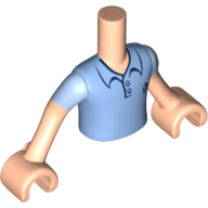 Minidoll Torso Boy with Light Nougat Arms and Hands with Medium Blue Polo Shirt Print
