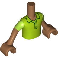 Minidoll Torso Boy with Medium Nougat Arms and Hands with Bright Green Polo Shirt with Short Sleeves Print