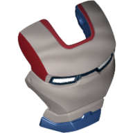 Headwear Accessory Visor Top Hinge with Silver Face Shield, White Eyes and Dark Red Trim Print (Iron Patriot)