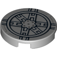 Tile Round 2 x 2 with Bottom Stud Holder with Tie Fighter Mechanical Print