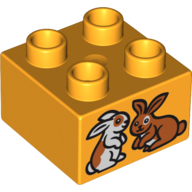Duplo Brick 2 x 2 with Two Rabbits Print