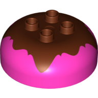 Duplo Brick Round 4 x 4 Dome Top with 2 x 2 Studs - Marbled Reddish Brown (Chocolate) 'Frosting'