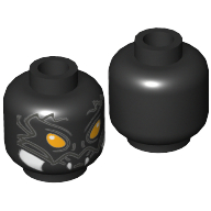 Minifig Head Scolder / Scorm / Scutter, Scorpion with Orange Eyes, Silver Markings and White Fangs Print [Hollow Stud]