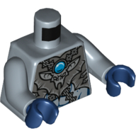 Torso Armor Gray with Silver Buckles, Bat Pendant and Blue Round Jewel (Chi) Print, Sand Blue Arms, Dark Blue Hands