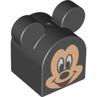 Duplo Brick 2 x 2 x 2 Curved Top with Ears with Mickey Mouse Print