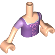 Minidoll Torso Girl with Medium Lavender Bodice Top with Short Sleeves Light Nougat Arms and Light Nougat Hands