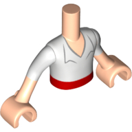 Minidoll Torso Boy with Light Nougat Arms and Hands with White Shirt and Red Sash Print