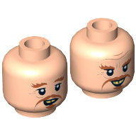 Minifig Head Master of Lake-town, Dual Sided, Dark Orange Moustache, Goatee, Bushy Eyebrows, Wrinkles, Smiling / Open Mouth Print [Hollow Stud]