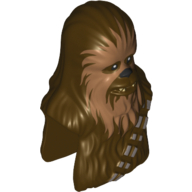 Minifig Head Special, Wookiee with Dark Tan Face Fur and Teeth Print (Chewbacca)