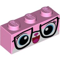 Brick 1 x 3 with Unikitty, Biznis Kitty Face with Glasses Print