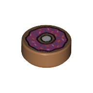Tile Round 1 x 1 with Doughnut with Dark Pink Frosting and Sprinkles Print